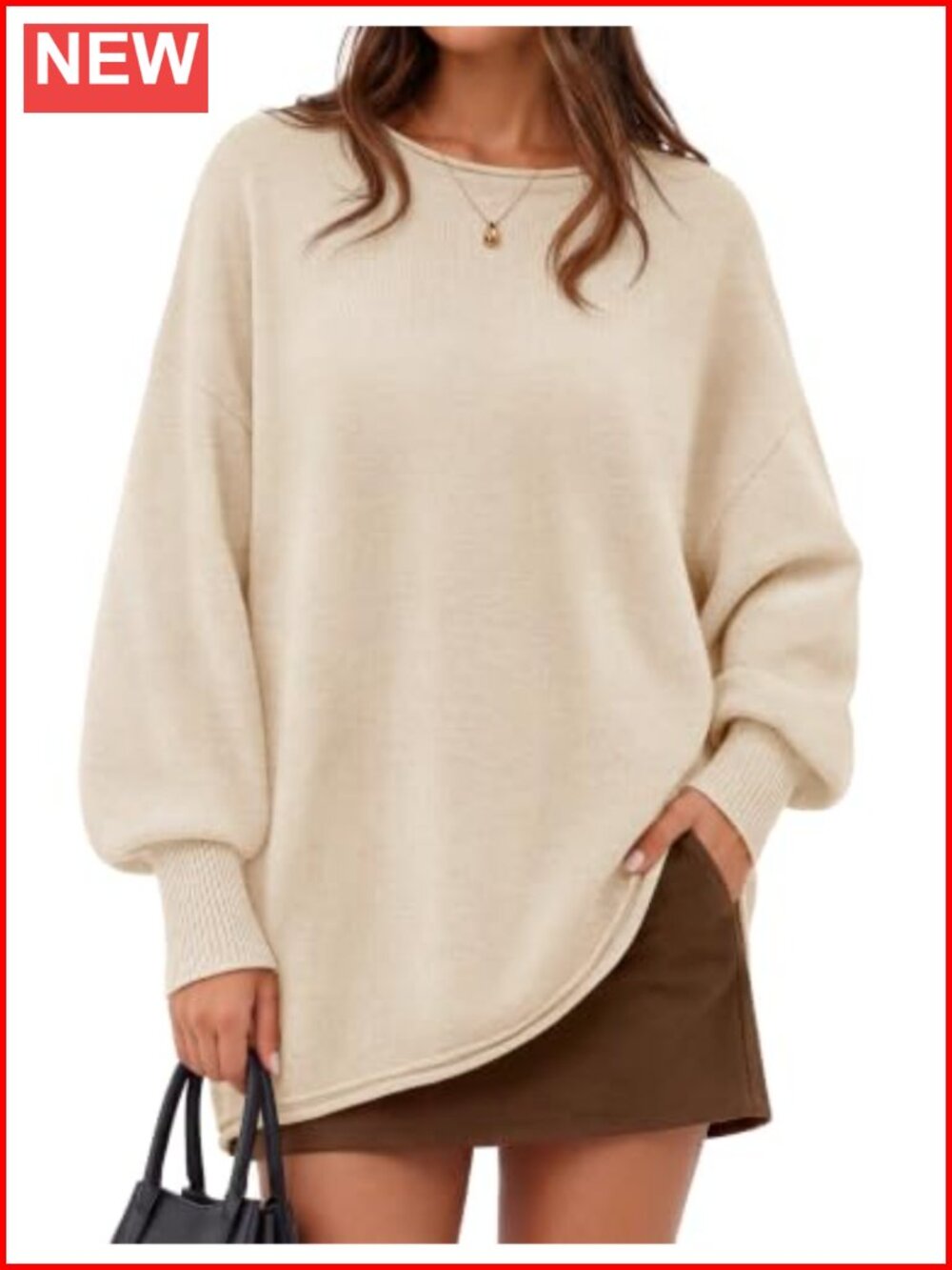Oversized Long Sleeve Crew Neck Pullover Sweater Casual Fall Winter Knit